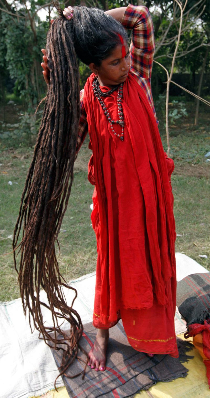 A woman with long dread-locks